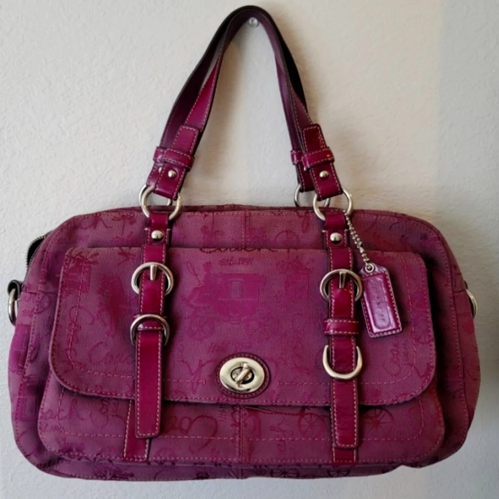 Burgundy Marron Coach Medium Satchel Purse Shoulder Bag - Picture 2 of 8